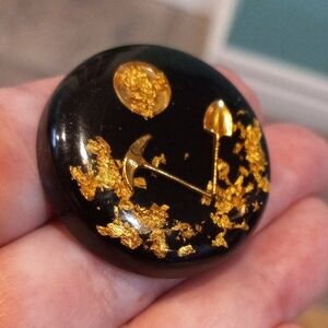 Vintage Lucite Prospecting Brooch Gold Miner